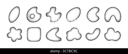 Abstrakte organische Blob-Formen mit Kornstruktur. Minimale flüssige Formen für modernes Design, Poster, Web, Hintergründe und kreative Projekte. Isoliert Stock Vektor