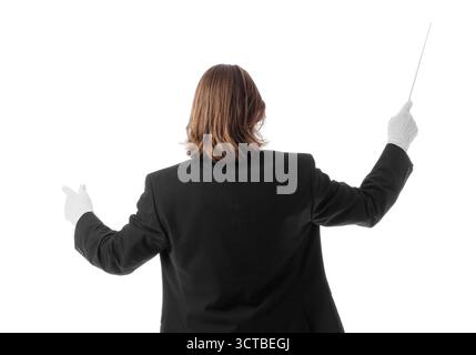 Stecker auf weißem Hintergrund, Rückansicht Stockfoto