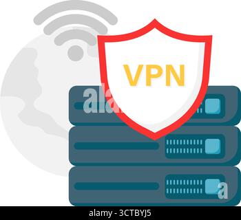 Virtuelle private Netzwerk- und Servergeräte Stock Vektor