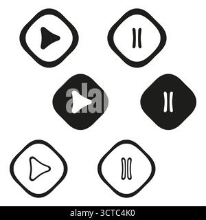 Media Player-Tasten. Wiedergabe von Pausensymbolen. Vektorsymbole steuern. Audio/Video-Schnittstelle. EPS 10. Stock Vektor