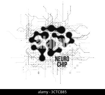 KI künstliche Intelligenz neuronales Netzwerk Gehirn Logo Vorlage, Tech Circuit Symbol. Innovation Neuro-Chip-Logos für Startup-Branding, Fintech Biotech Stock Vektor