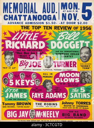 Little Richard, Big Joe Turner, Faye Adams, Etta James – Rock 'n' Roll Concert Poster, Chattanooga, Memorial Auditorium, 5. November 1956 Stockfoto