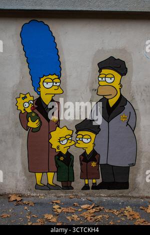 Mailand, Italien: Wandplattform 21. Die Simpsons wurden am Holocaust-Gedenktag 2023 von AleXsandro Palombo nach Auschwitz deportiert Stockfoto