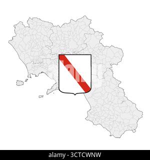 Kampanien regionales Wappen und Karte, Italien, Vektorillustration Stock Vektor