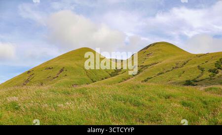 Japan, Kyushu: Grüne Landschaft im Herzen des Mount Aso Caldera. Stockfoto
