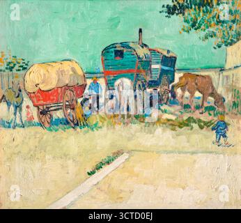 Vincent van Gogh, Lager der Zigeuner mit Karawanen, Ölgemälde auf Leinwand, 1888 Stockfoto