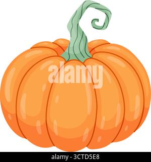 Herbstkürbis. Handgezeichneter trendiger flacher Stil isoliert auf transparentem Hintergrund. Ideal für Halloween- oder Thanksgiving-Aufkleber, Menüs, Apps, Poster, Design. Vektorabbildung Stock Vektor