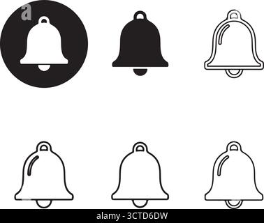Drei Varianten einer Glockenkontur und durchgehend auf transparentem Hintergrund Stock Vektor