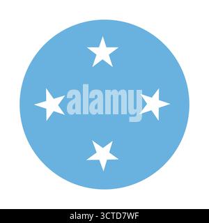 Die Flagge der föderierten Staaten Mikronesiens in Kreisform. Rundes Symbol der Mikronesischen Flagge. Abgerundetes Symbol für Landesflagge. Schaltfläche für die kreisförmige Flagge des Landes. Stock Vektor