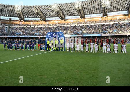 5. Oktober 2025, Diego Armando Maradona Stadium, Neapel, Italien; Serie A Enilive Football Match; Neapel gegen Genua; die Startaufstellung von Neapel, die Stockfoto