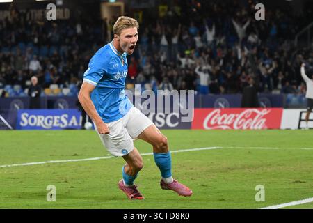 5. Oktober 2025, Diego Armando Maradona Stadium, Neapel, Italien; Serie A Enilive Football Match; Neapel gegen Genua; Rasmus Hojlund vom SSC Neapel Stockfoto