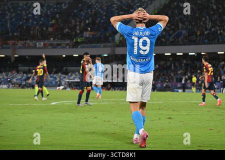 5. Oktober 2025, Diego Armando Maradona Stadium, Neapel, Italien; Serie A Enilive Football Match; Neapel gegen Genua; Rasmus Hojlund vom SSC Neapel Stockfoto