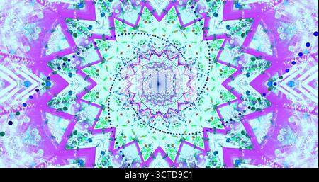 Lebendiges, abstraktes Design mit farbenfrohen Formen und Mustern. Das sich wiederholende geometrische Design erzeugt einen faszinierenden visuellen Effekt, Showca Stockfoto