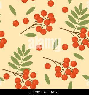 Nahtloses Rowan Berry-Muster. Vektorabbildung. Stock Vektor
