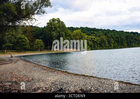 Spazieren Sie am Strand am Keuka Lake im State Park Stockfoto