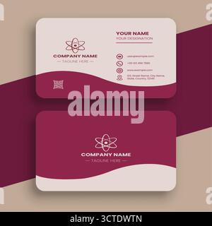 Moderne Burgundy Wave Visitenkarten-Design-Vorlage Stock Vektor
