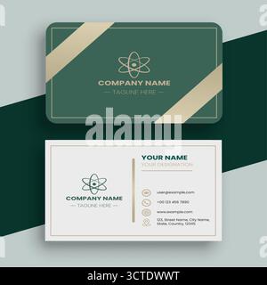 Elegante, in Minimal Green und Gold gehaltene Visitenkartenvorlage Stock Vektor