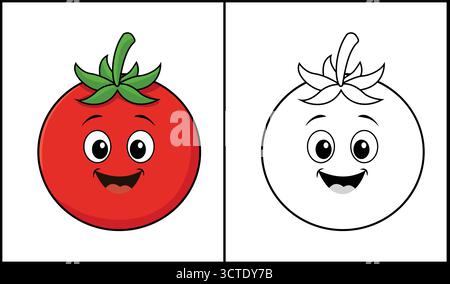 Lächelnde Tomaten-Cartoon-Figur Stock Vektor