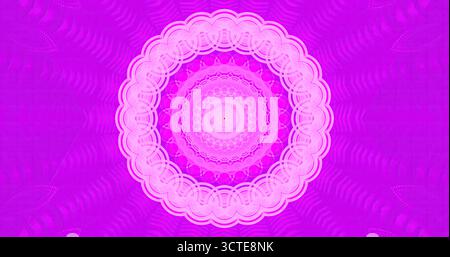 Das farbenfrohe Mandala-Muster zeigt komplexe kreisförmige Designs in verschiedenen Rosa-Tönen. Der lebendige Hintergrund sorgt für mehr Tiefe und sorgt für ein optisch gestreiftes Aussehen Stockfoto