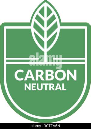 CO2-neutrales Öko-Emblem mit Blattvektor-Illustration Stock Vektor