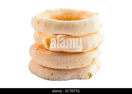 Avoador, auch bekannt als Stärkekekeks, goma Biscuit, Windkekse, peta, Xiringa oder Flying Biscuit, hergestellt aus Maniokstärke, auch bekannt als Maniokstärke. Stockfoto