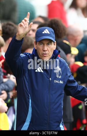 Tubize, Belgien. Oktober 2025. Belgischer Cheftrainer Rudi Garcia wurde am Montag, den 6. Oktober 2025, während eines offenen Trainings der belgischen Fußballnationalmannschaft Red Devils auf dem Proximus Basecamp in Tubize gezeigt. Die Mannschaft bereitet sich auf die Spiele gegen Nordmazedonien (10/10) und Wales (13/10) vor. BELGA FOTO BRUNO FAHY Credit: Belga News Agency/Alamy Live News Stockfoto