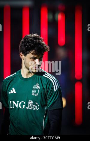 Tubize, Belgien. Oktober 2025. Der belgische Torhüter Senne Lammens wurde während eines offenen Trainings der belgischen Fußballnationalmannschaft Red Devils im Proximus Basecamp in Tubize am Montag, den 6. Oktober 2025, gezeigt. Die Mannschaft bereitet sich auf die Spiele gegen Nordmazedonien (10/10) und Wales (13/10) vor. BELGA FOTO BRUNO FAHY Credit: Belga News Agency/Alamy Live News Stockfoto