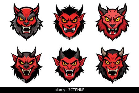 Bedrohlicher und wilder roter Teufel, Dämon Stock Vektor