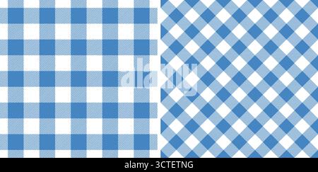 Nahtloses Muster prüfen. Blaues Häkchen im Hintergrund. Wiederholte Gingham-Diagonalpatern. Schottischer Stil für Prints. Kariertes Karo mit wiederholter Struktur Stock Vektor
