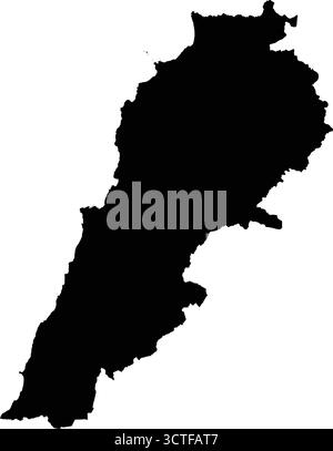Editierbare detaillierte schwarze Vektor-Silhouette des Landes Libanon. Stock Vektor