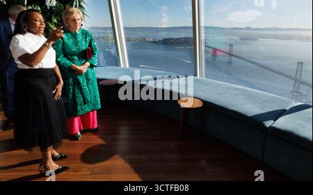 San Francisco, Usa. Oktober 2025. Präsident und COFO Salesforce Robin Washington und Prinzessin Astrid von Belgien, die am Montag, den 6. Oktober 2025, während des Salesforce Frühstücksbriefing Meetings während einer Wirtschaftsmission an der Westküste der Vereinigten Staaten dargestellt wurden. Die belgische Wirtschaftsmission in den USA findet vom 4. Bis 12. Oktober statt. BELGA FOTO BENOIT DOPPAGNE Credit: Belga News Agency/Alamy Live News Stockfoto