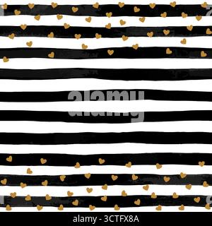 Schöner schwarz-weißer Aquarellhintergrund mit roten Herzen. Stock Vektor