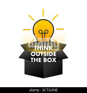 Eine Glühbirne, die aus der Box herauskommt und Ideen und Kreativität repräsentiert Stock Vektor