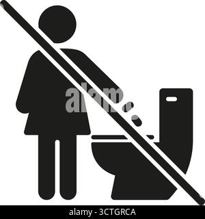 Symbol „Person, Die Müll In Toilette Entsorgt“. Silhouettensymbol Für Abfallwirtschaft Und Umweltschutz. Ordnungsgemäße Entsorgung Von Stock Vektor