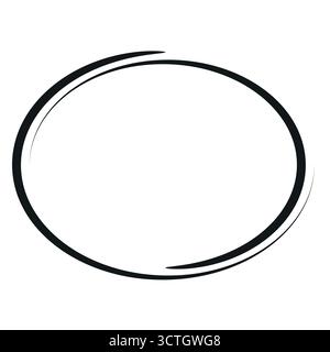 Zen Enso Circle mit fließenden konischen schwarzen Pinselstrichen Stock Vektor