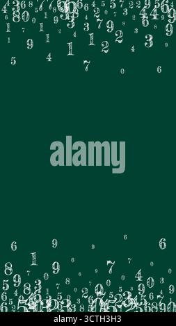 Fliegende Ziffern und Zahlen. Notizbuchhülle für Mathematik in der Schule. Zurück zur Schule Mathematik Banner auf Tafel Hintergrund. Vektorillustration fallender Zahlen. Stock Vektor