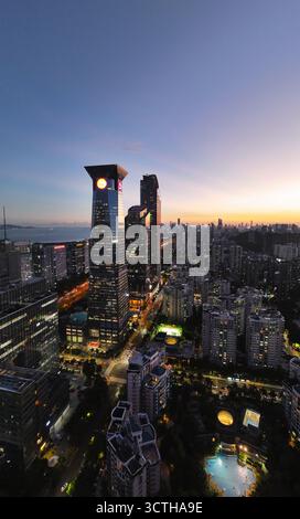 Luftaufnahmen des Geschäftsviertels Chegongmiao in der digitalen Stadt Tianan, Shenzhen, Provinz Guangdong Stockfoto