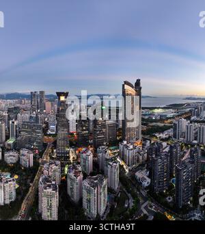 Luftaufnahmen des Geschäftsviertels Chegongmiao in der digitalen Stadt Tianan, Shenzhen, Provinz Guangdong Stockfoto