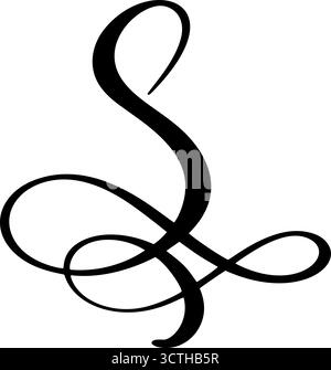 Großbuchstabe S in eleganter Schriftart. Typografie-Designelement mit schwarzem Alphabet für das Monogramm-Branding Stock Vektor