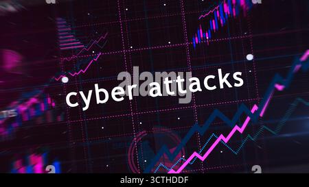 Cyber-Angriffe und digitale Sicherheitsverletzungen Diagramme und Diagramme Konzept 3D-Illustration Stockfoto