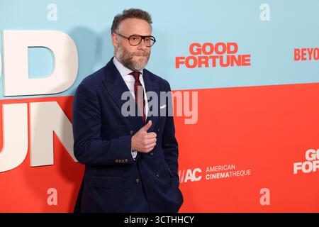 Los Angeles, Usa. Oktober 2025. Seth Rogen nimmt am Montag, 6. Oktober 2025 an der „Good Fortune“ Special Screening im American Cinematheque's Beyond fest im Egyptian Theater in der Hollywood-Sektion von Los Angeles Teil. Ein wohlmeinender, aber eher unfähiger Engel namens Gabriel mischt sich in das Leben eines kämpfenden Gigarbeiters und eines wohlhabenden Risikokapitalisten ein. Foto: Greg Grudt/UPI Credit: UPI/Alamy Live News Stockfoto