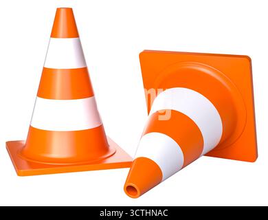 3D-Verkehrskegel auf transparentem Hintergrund Stockfoto