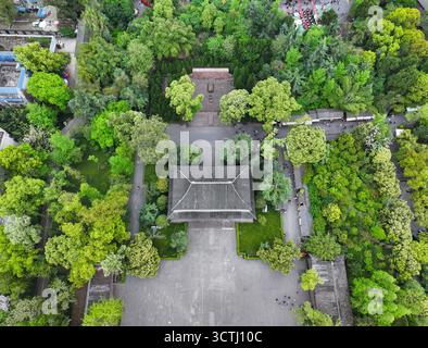 Luftaufnahmen des Grabes von Liu Xiangs in Jinli, Wuhou Temple Museum, Wuhou Bezirk, Chengdu Stadt Stockfoto