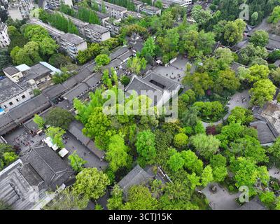 Luftaufnahmen des Grabes von Liu Xiangs in Jinli, Wuhou Temple Museum, Wuhou Bezirk, Chengdu Stadt Stockfoto