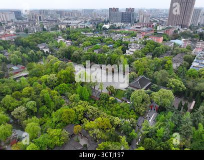 Luftaufnahmen des Grabes von Liu Xiangs in Jinli, Wuhou Temple Museum, Wuhou Bezirk, Chengdu Stadt Stockfoto