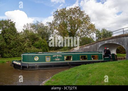Kanalboot auf dem Shropshire Union Canal bei Hurleston Junction in der Nähe von Nantwich, Cheshire, England Stockfoto