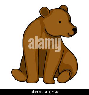 Netter brauner Bär sitzend, einfache flache Design-Vektor-Illustration für Kinder Themen. Stock Vektor