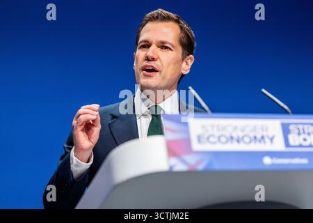 Manchester, Großbritannien. Oktober 2025. Robert Jenrick, Schattenminister für Justiz und SchattenLord Chancellor, sprach auf der Konservativen Parteikonferenz 2025. Quelle: Neil Terry/Alamy Live News Stockfoto