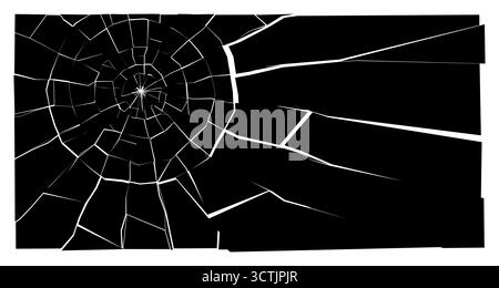 Gebrochene Bildschirmstruktur mit gerissener Oberfläche und zersplittertem Glas. Realistischer Effekt von Smartphone- oder Fensterschäden für Design-Mockups oder vfx-Overlays. Stock Vektor