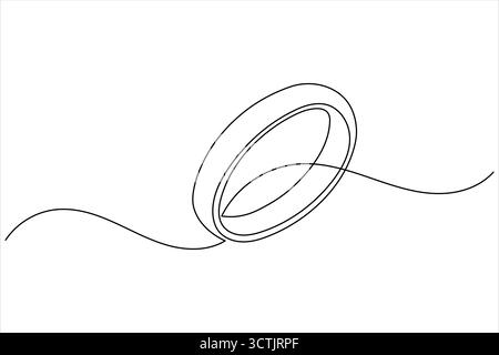 Eheringe durchgehende einzeilige Zeichnung minimalistischer Stil Umrissillustration Stock Vektor